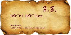 Hörl Bálint névjegykártya